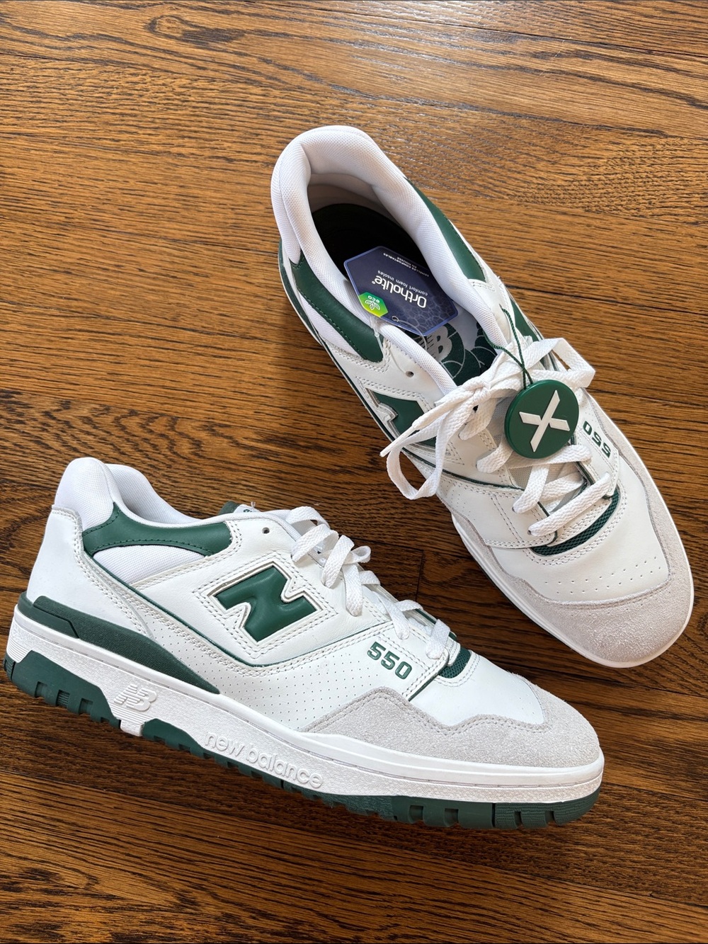 New Balance NWT 550 Men’s White and Forest Green Low-Top Sneakers, 13